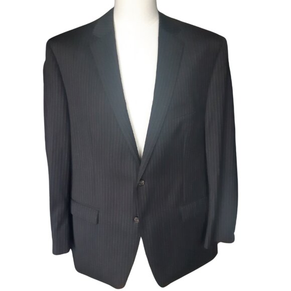 Ralph Lauren 44R 2 Piece Men's Suit 100% Wool Charcoal with Grey Chalk Stripe - Picture 1 of 16
